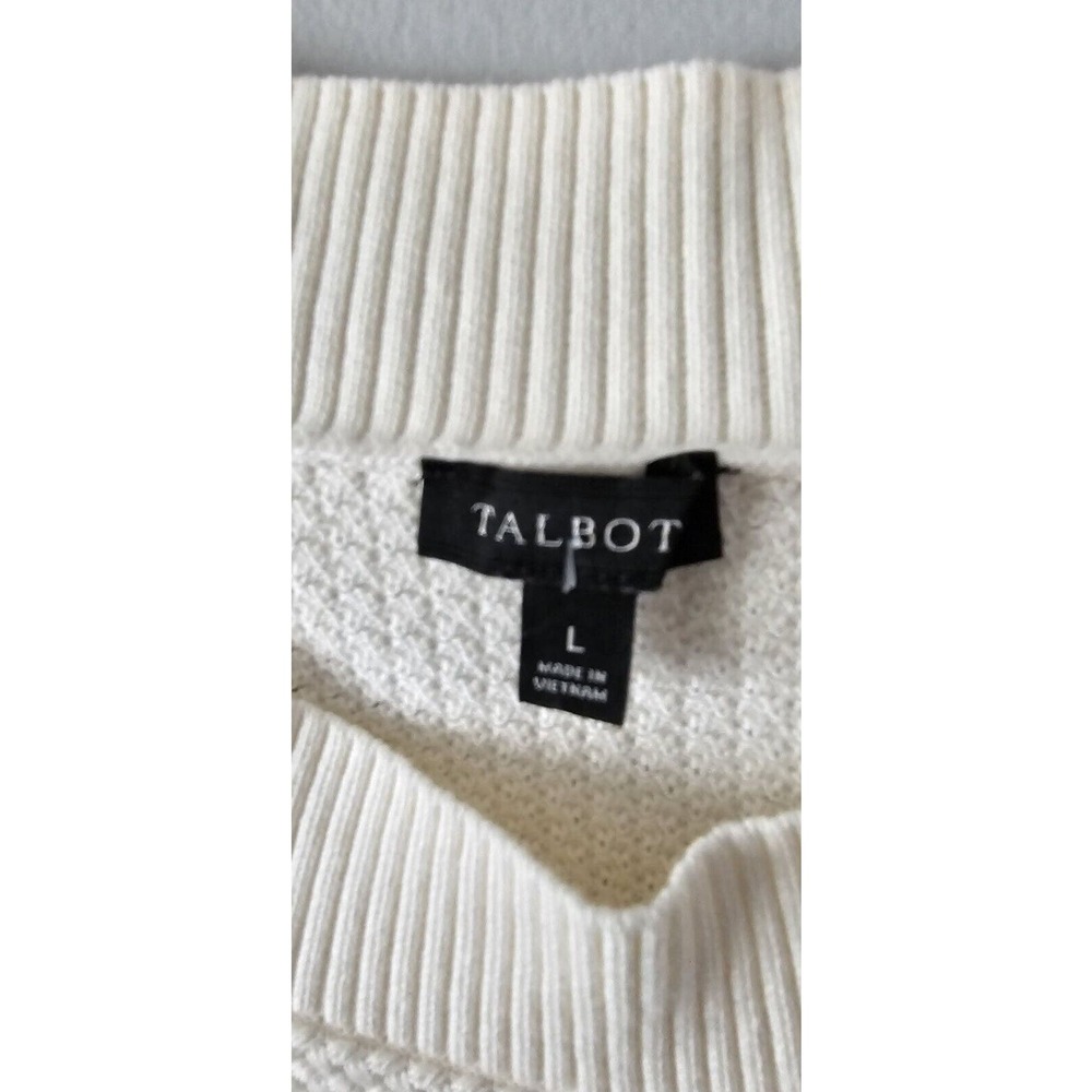 Talbots Womens Size L Black Ivory Stripe Tunic Sweater Button Shoulders Nautical - Picture 4 of 10